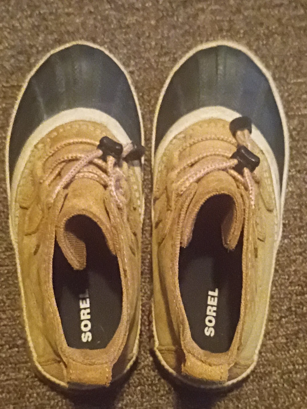 SOREL Unisex Kids Duck Boots Tan/Black Lace-Up Ankle US 3
